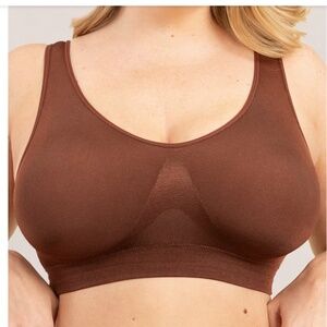 Shapermint Truekind® Everyday Throw-on Wireless Bralette Sz 3XL Chocolate